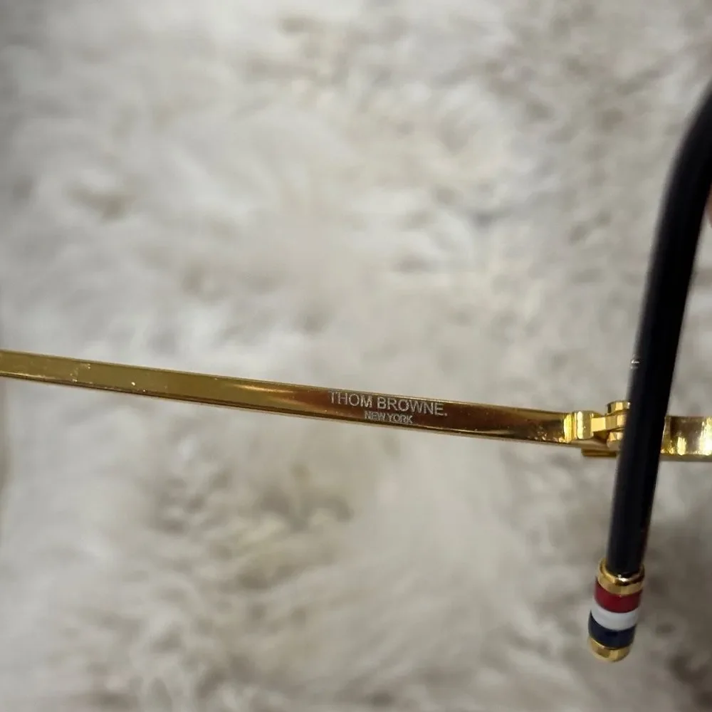 Thom Browne Oval Sunglasses TB109 CTGLDNVY Gold/Black 53mm. Unisex